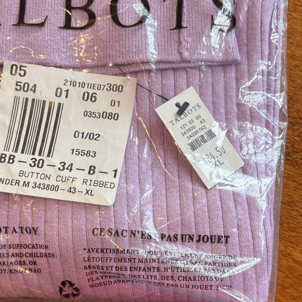 Talbots Lilac Ribbed Sweater with Button Cuffs - Picture 2 of 2